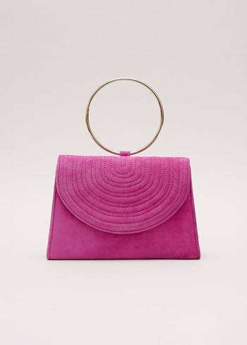 Phase Eight Ring Handle Suede Bags Pink Australia | ZB4351926